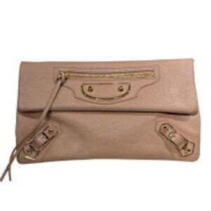 Balenciaga Classic Metallic Envelope Shoulder Bag Pink Beige Tan Leather
